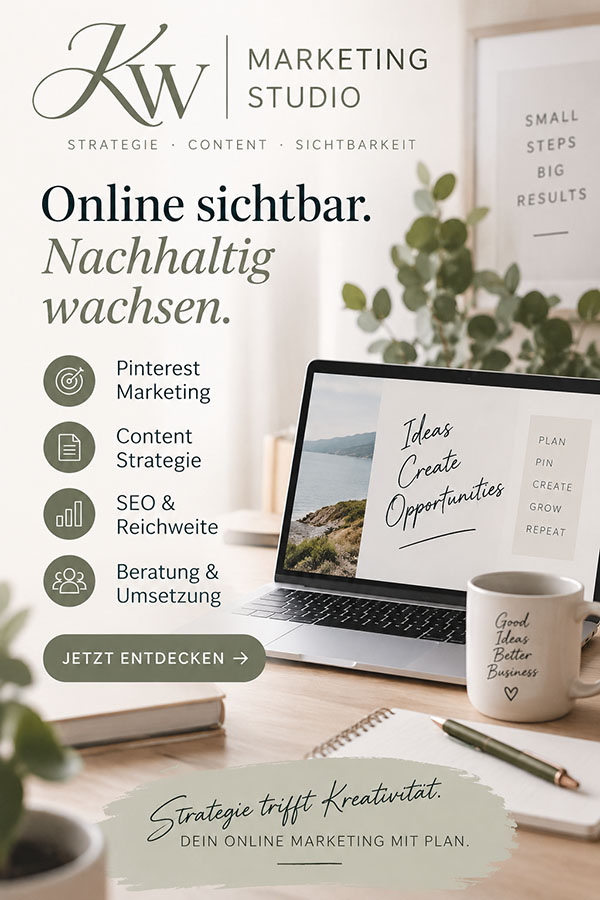 KW Marketing Studio – Pinterest Marketing, Content Strategie, SEO und Online-Marketing-Beratung für mehr Sichtbarkeit und nachhaltiges Wachstum